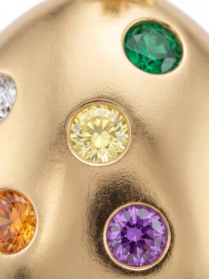Dije Hongo Con Zirconias De Colores Oro 10k