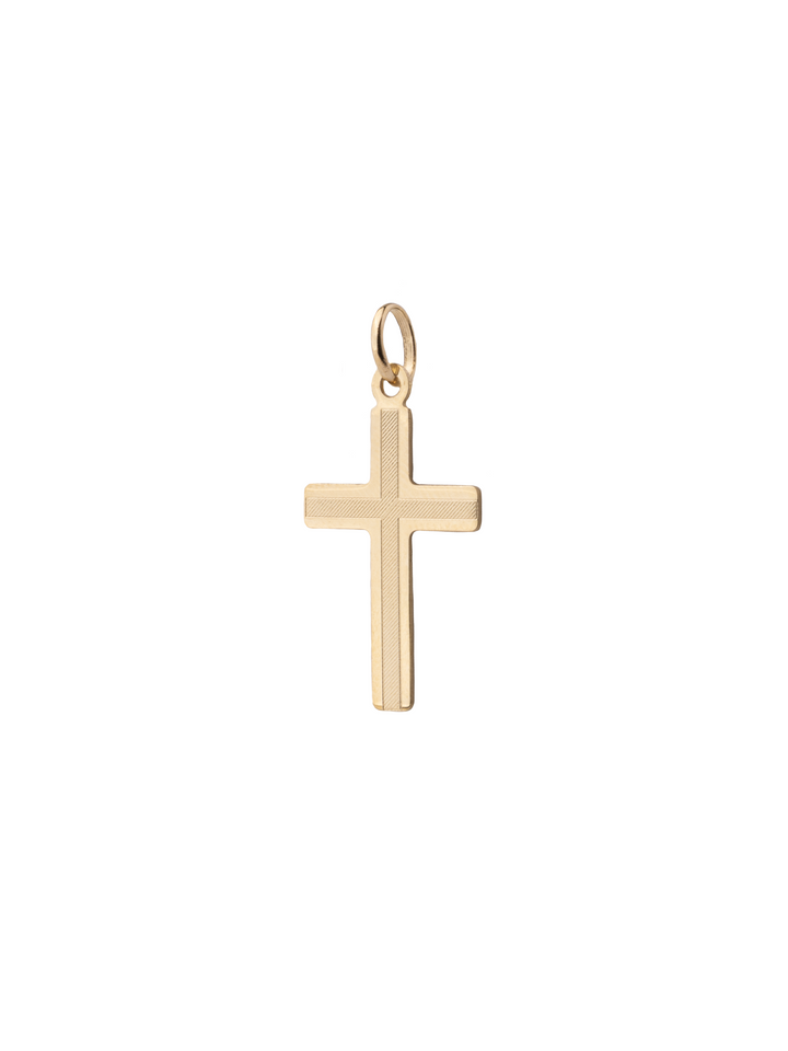 Dije Cruz Plana Con Bordes Oro 14k