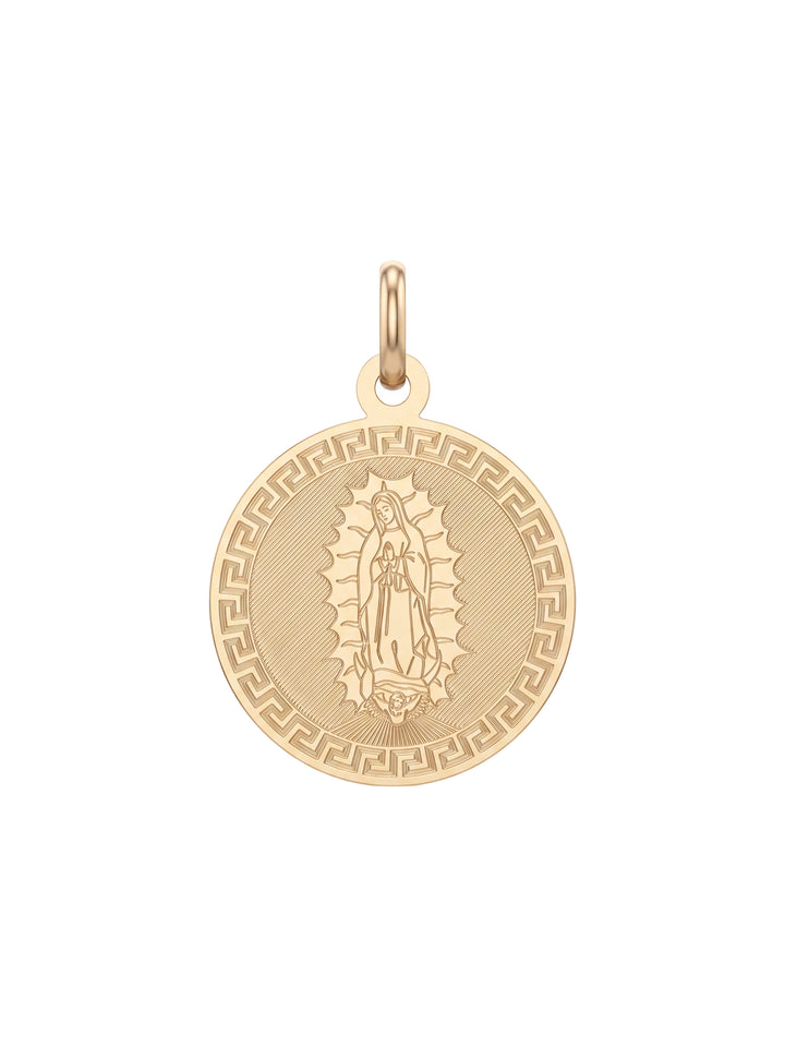 Dije Redondo Virgen Completa Planchada Oro 14k