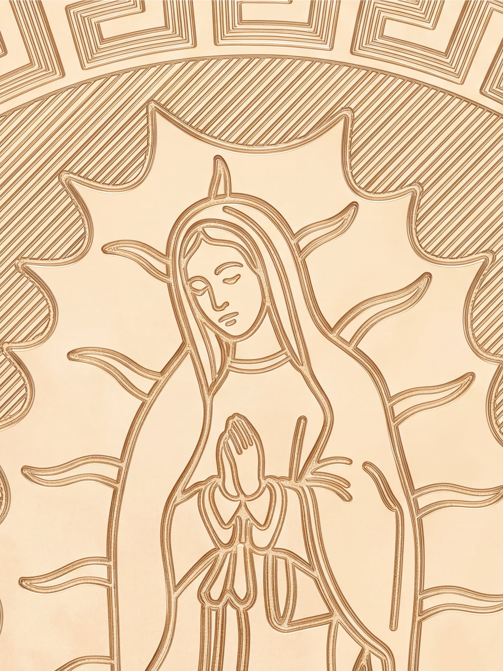 Dije Redondo Virgen Completa Planchada Oro 14k