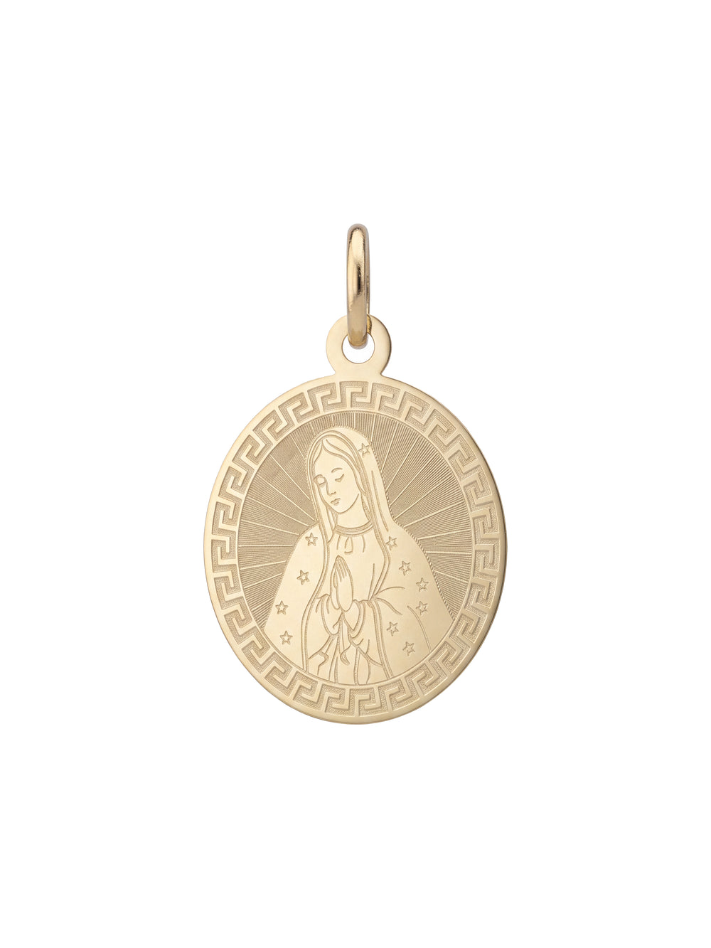 Dije Redondo Virgen Planchada Oro 14k