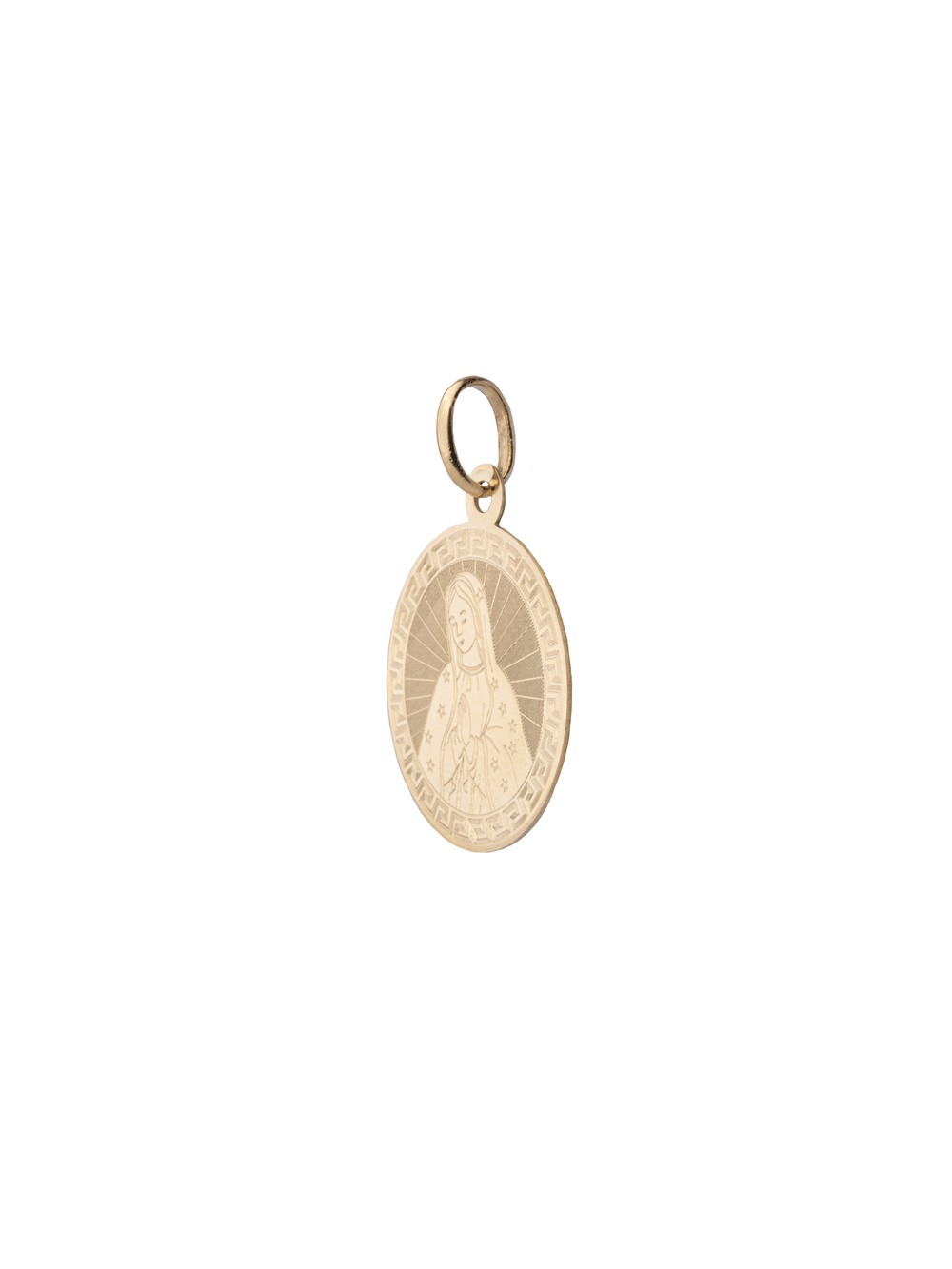 Dije Redondo Virgen Planchada Oro 14k