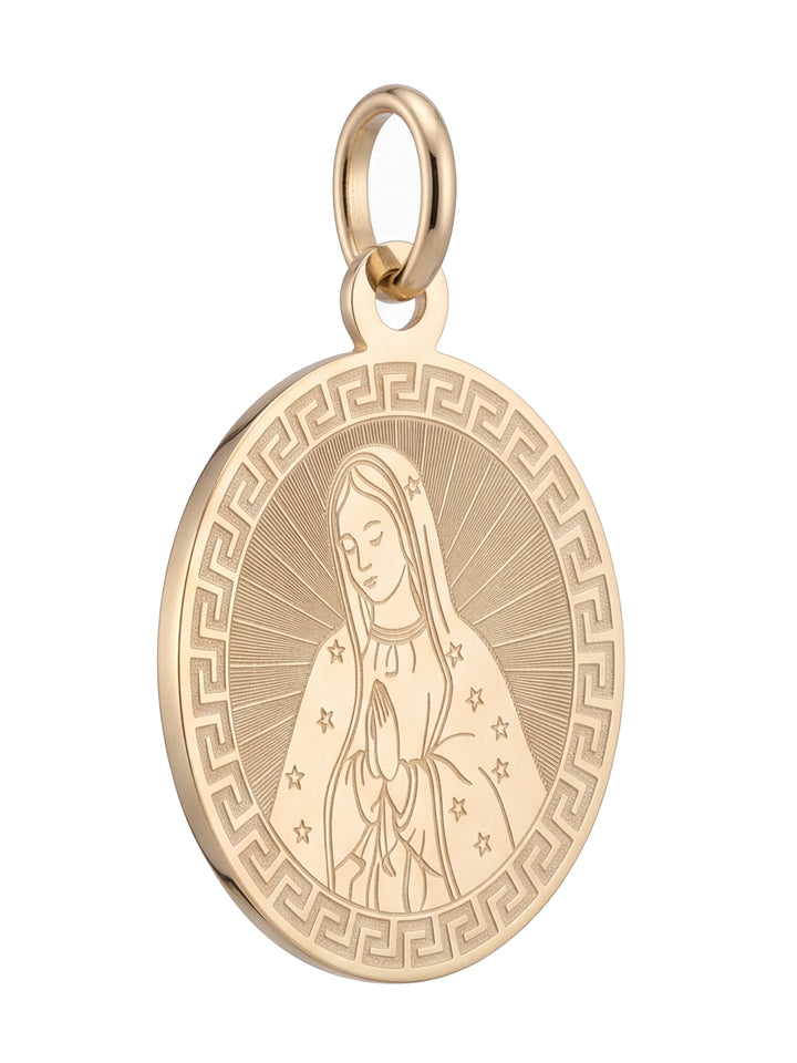 Dije Redondo Virgen Planchada Oro 14k