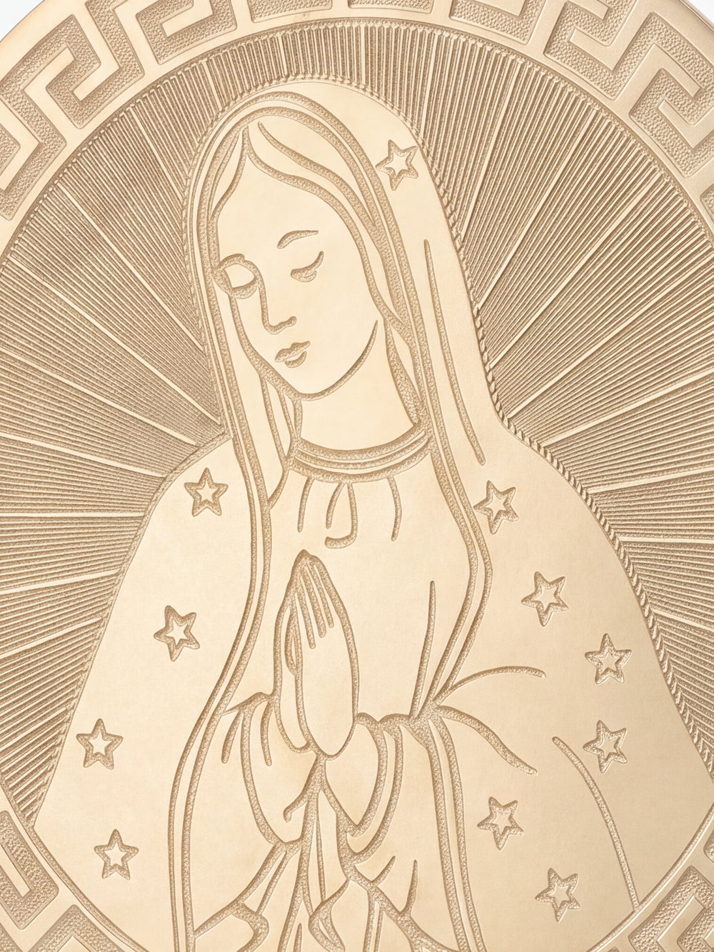 Dije Redondo Virgen Planchada Oro 14k