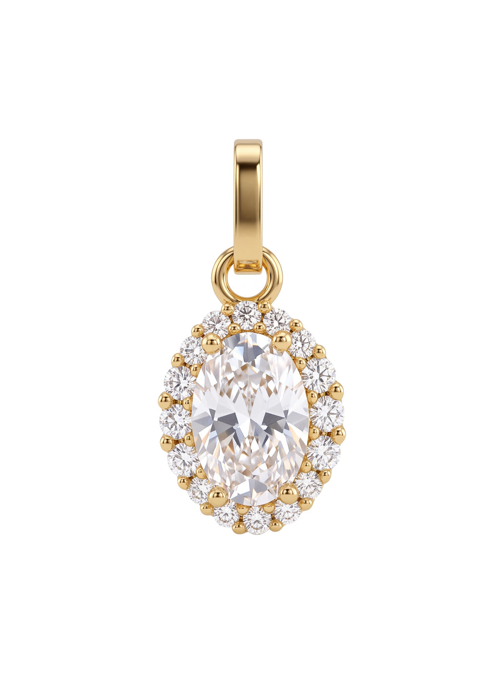 Dije Ovalado Zirconias Oro 14k