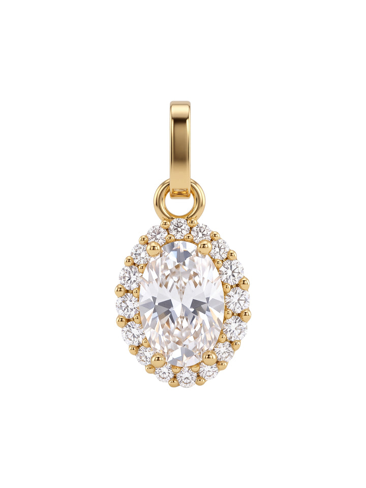 Dije Ovalado Zirconias Oro 14k