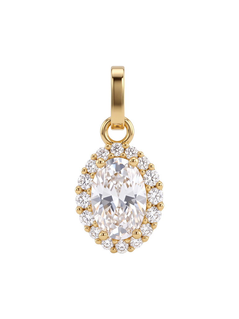 Dije Ovalado Zirconias Oro 14k