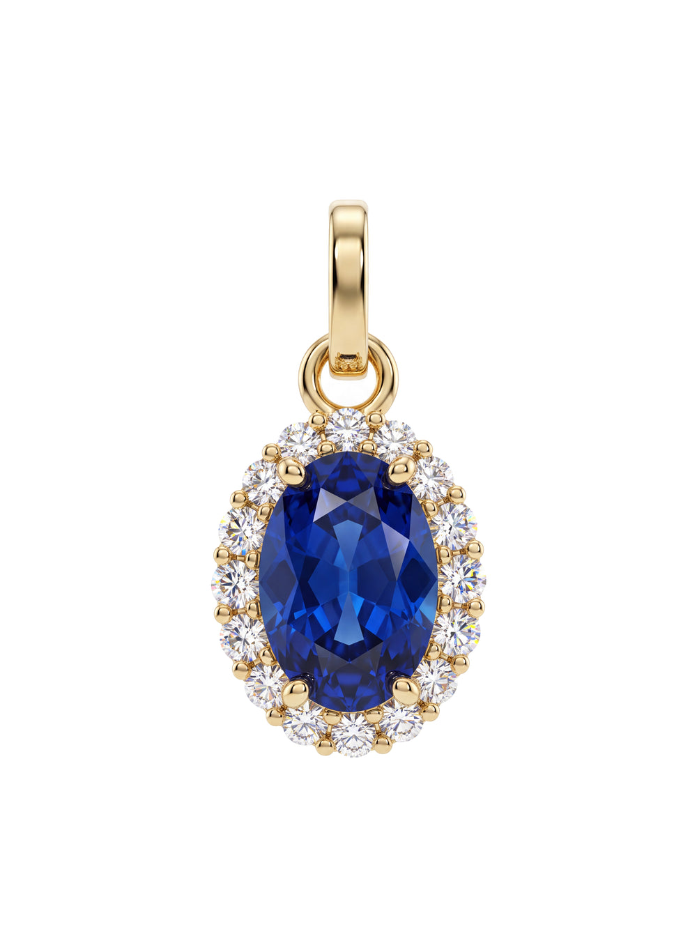 Dije Ovalado Zirconias Oro 14k