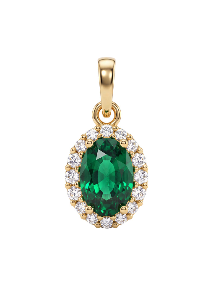 Dije Ovalado Zirconias Oro 14k