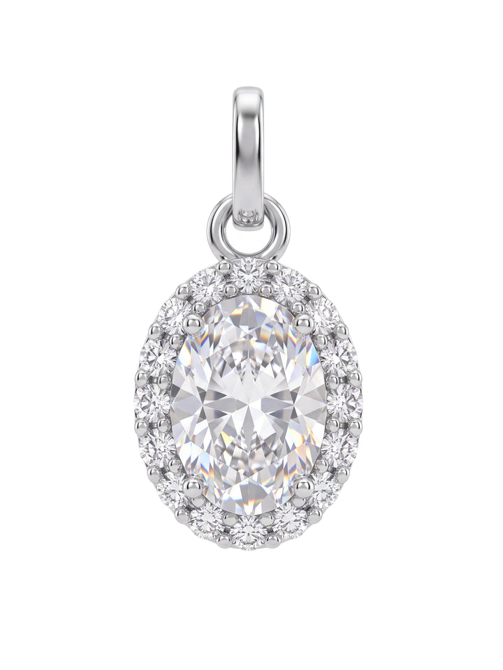 Dije Ovalado Zirconias Oro 14k