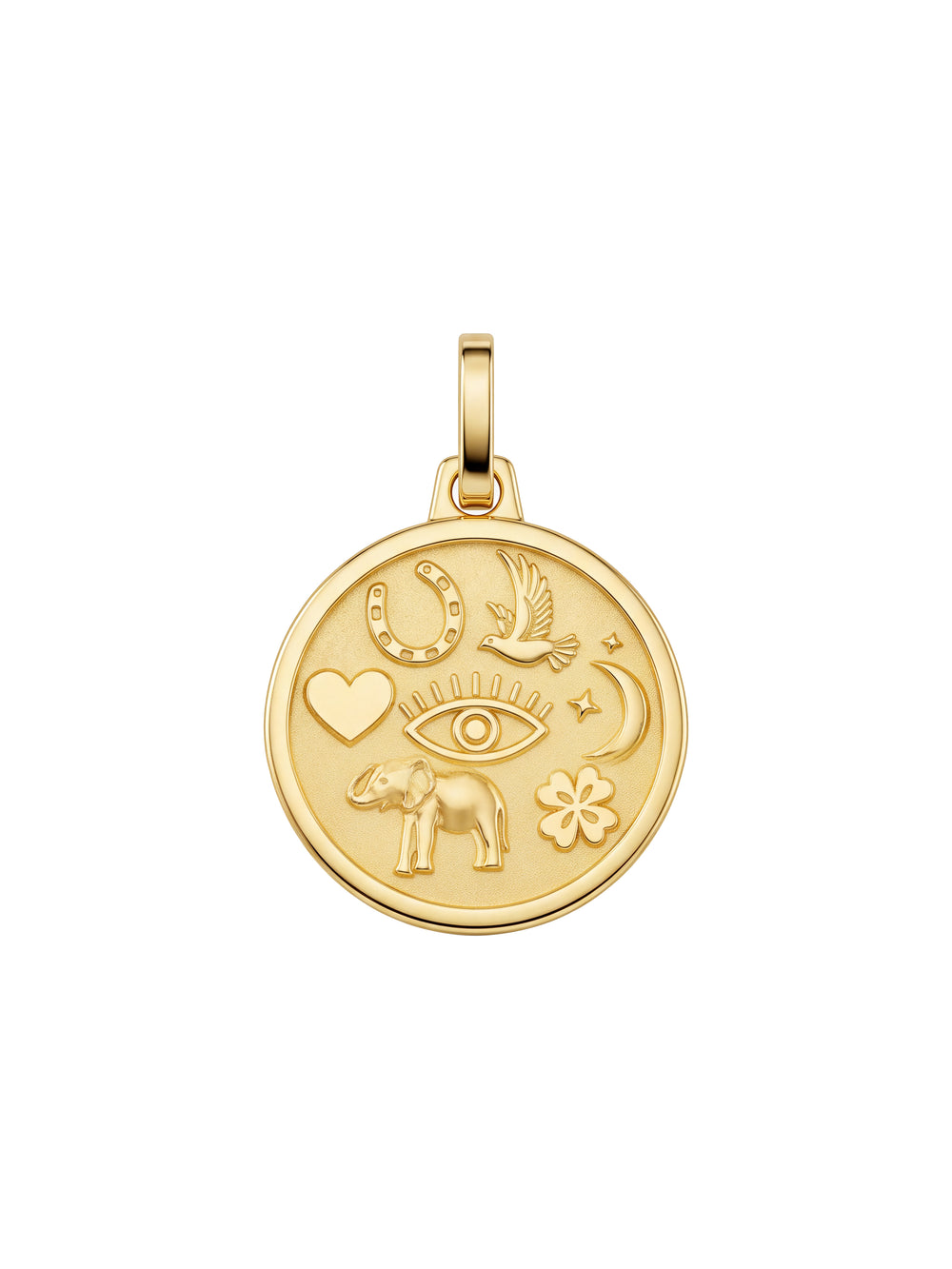 Dije Medalla Con Figuras Oro 14k