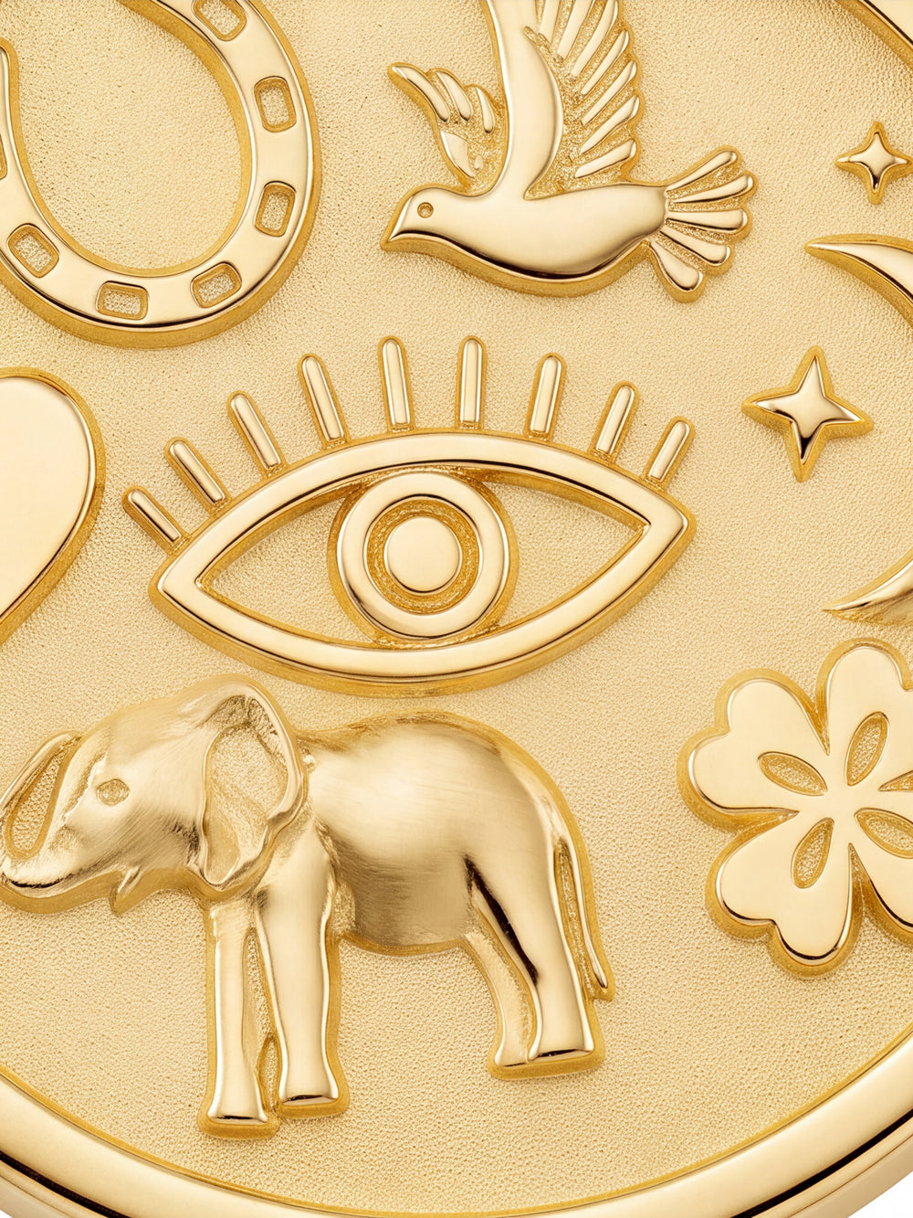 Dije Medalla Con Figuras Oro 14k