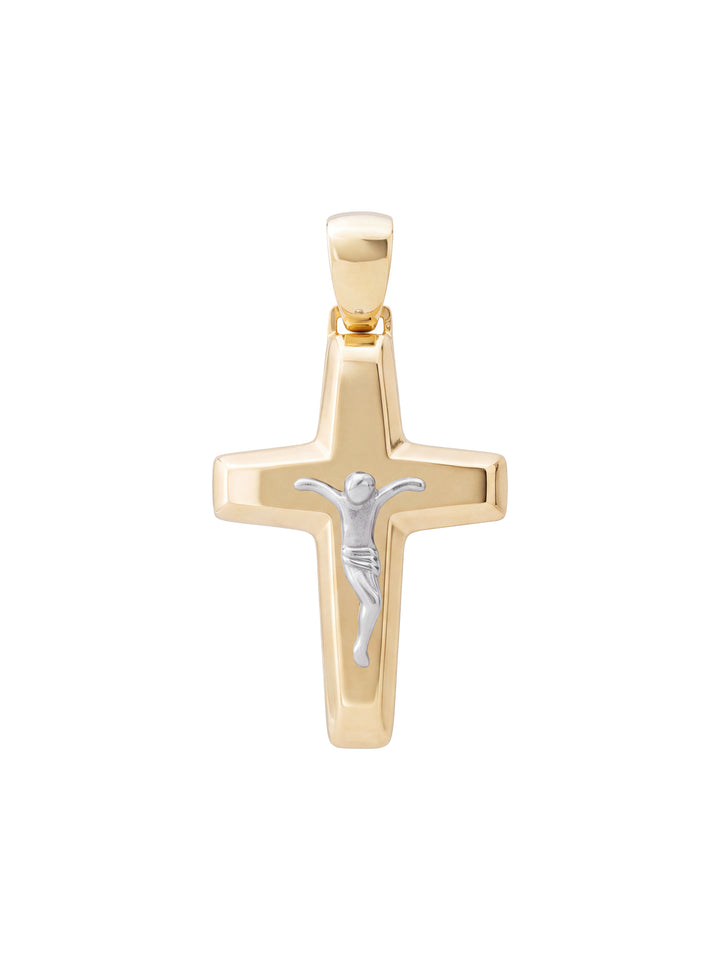 Dije Crucifijo Combinado Redondo Oro 14k