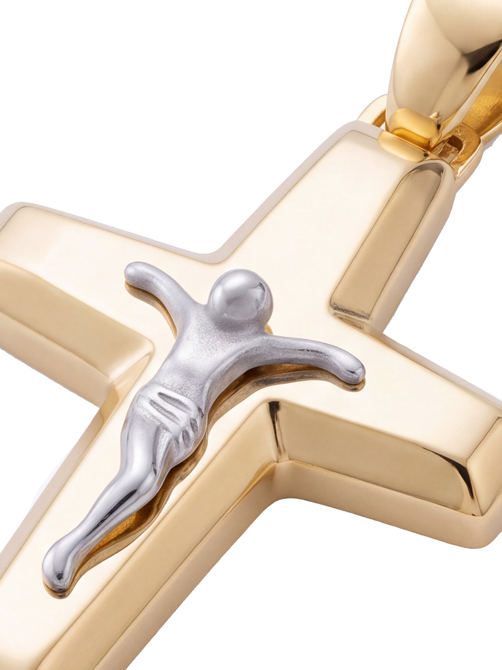 Dije Crucifijo Combinado Redondo Oro 14k