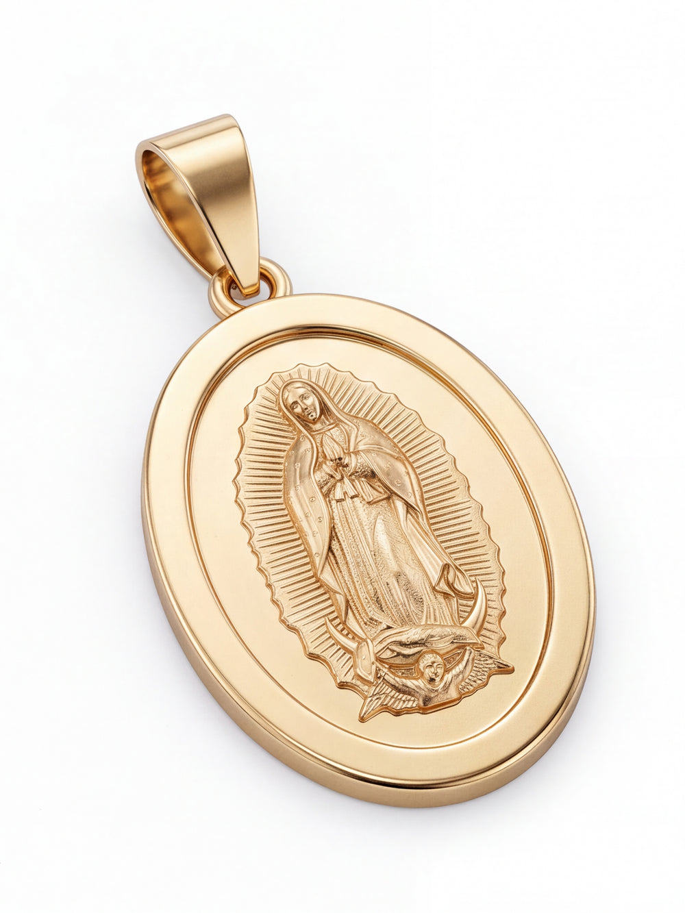 Dije Virgen Ovalada 13 mm Oro 14k