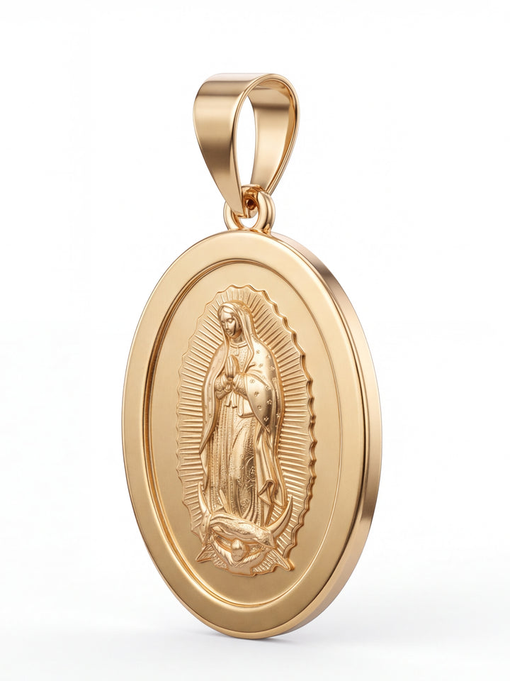 Dije Virgen Ovalada 13 mm Oro 14k