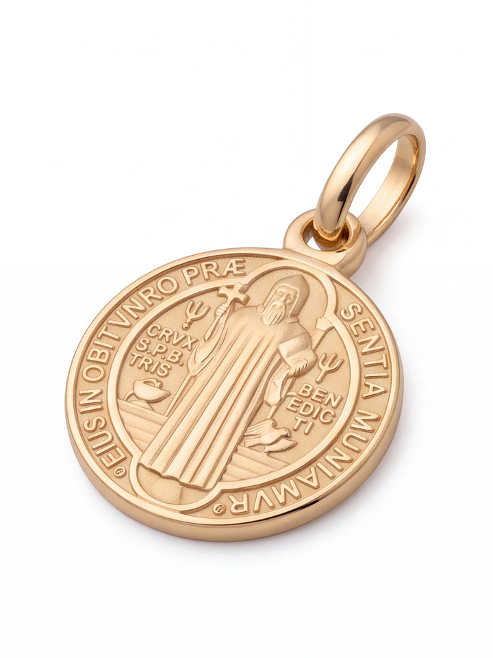 Dije Redondo San Benito 15 mm Oro 14k