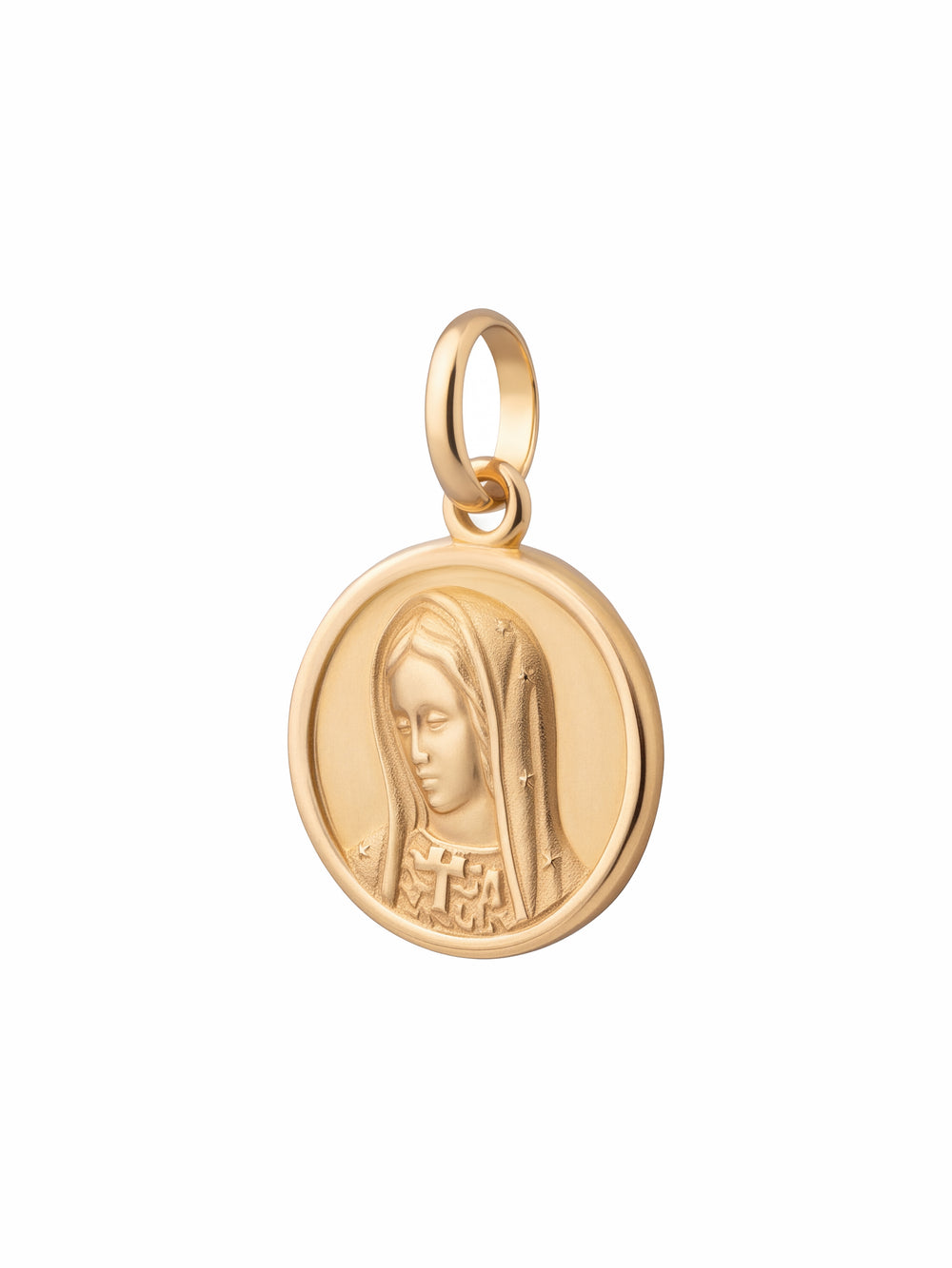 Dije Redondo Virgen María 18mm Oro 14k