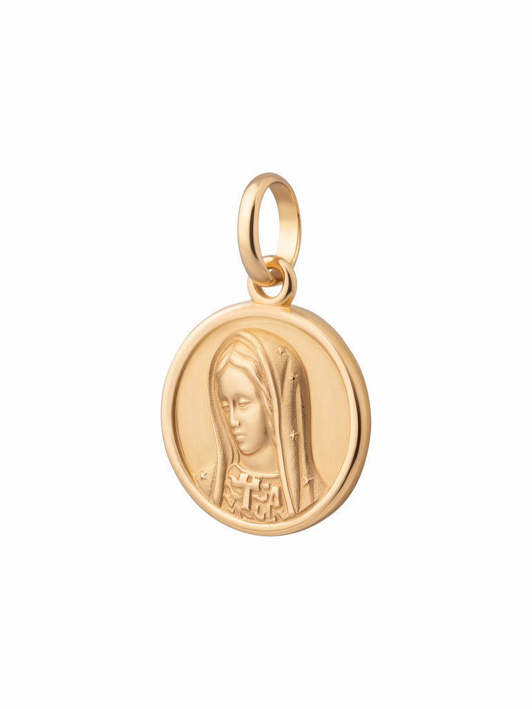 Dije Redondo Virgen María 18mm Oro 14k