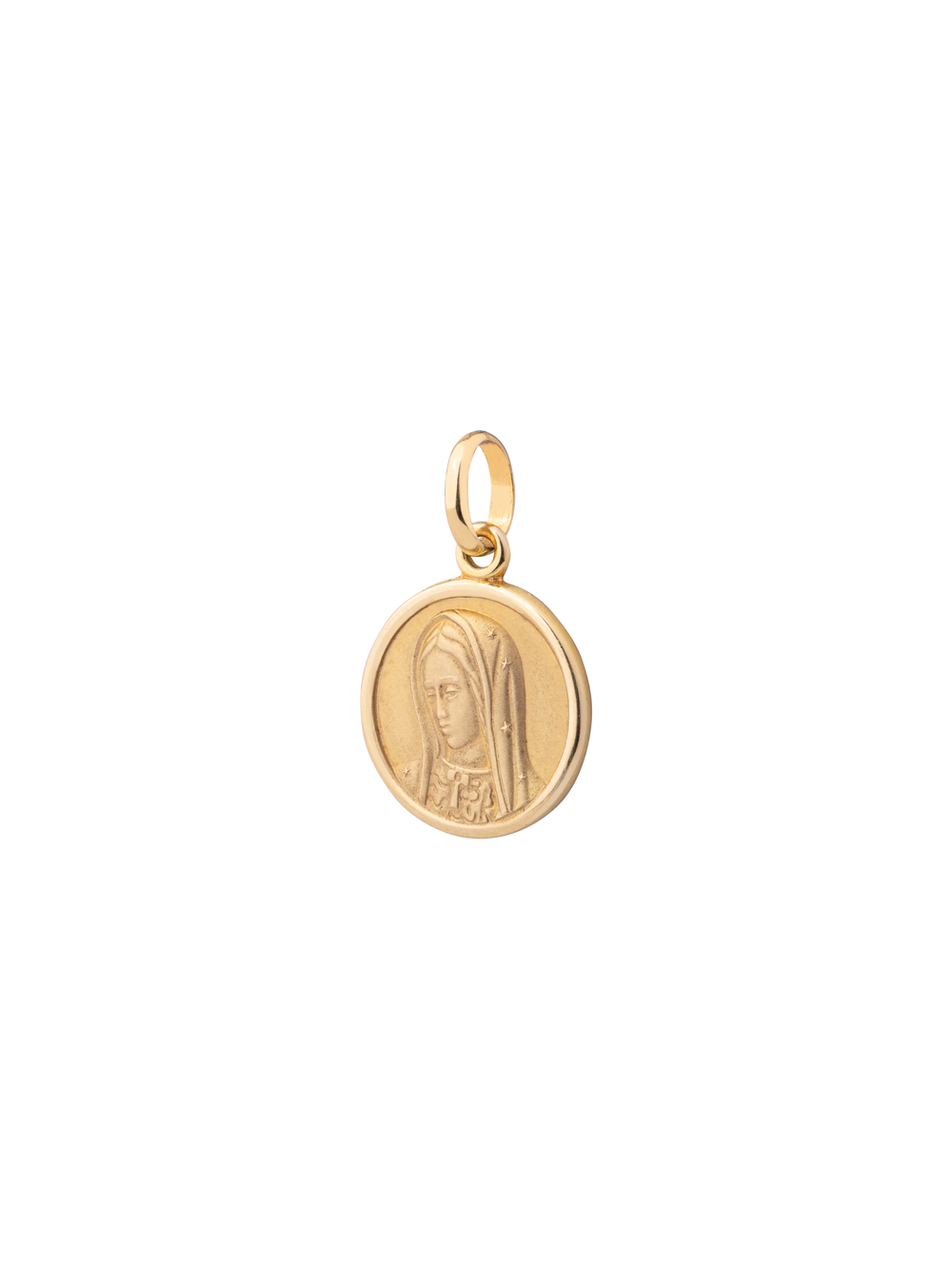 Dije Redondo Virgen María 18mm Oro 14k