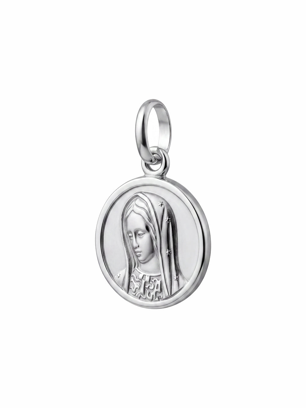 Dije Redondo Virgen María 18mm Oro 14k