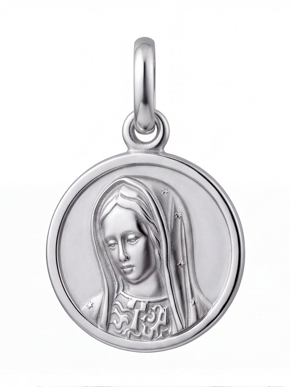Dije Redondo Virgen María 18mm Oro 14k
