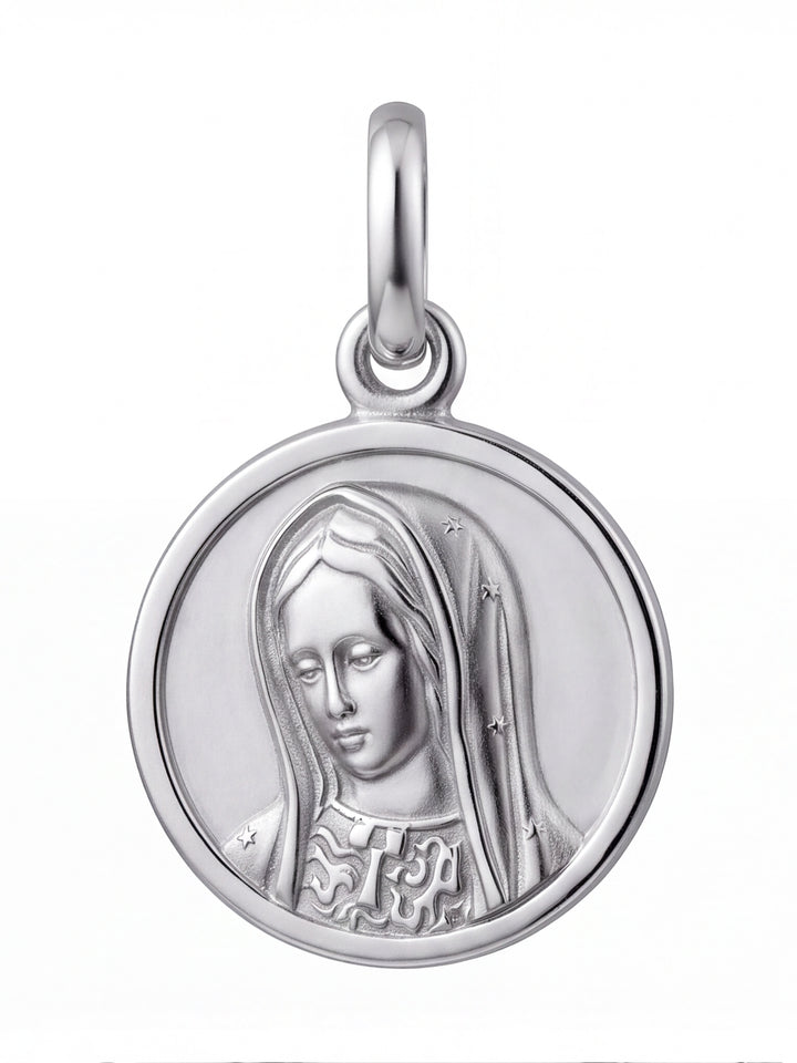 Dije Redondo Virgen María 18mm Oro 14k