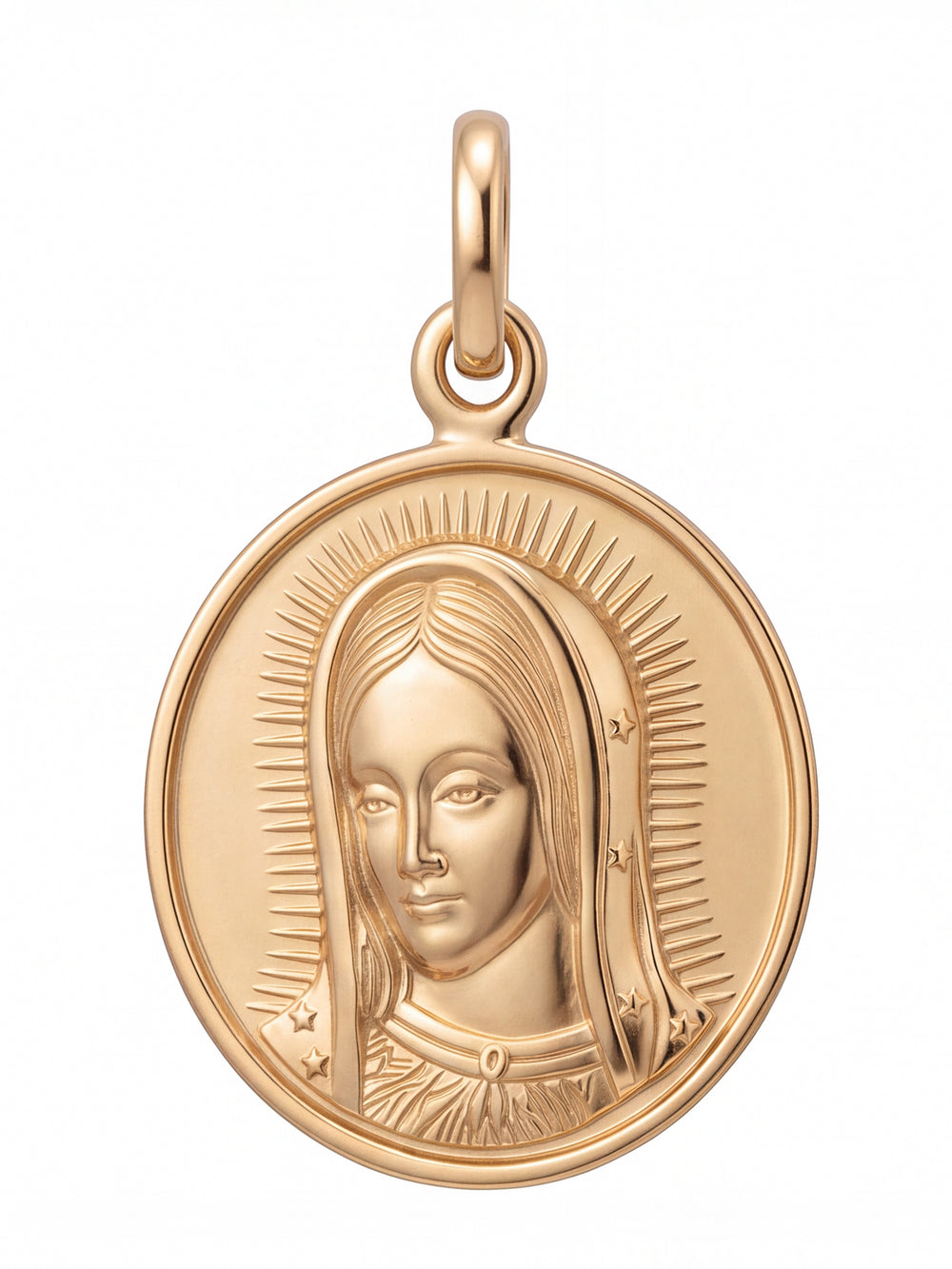 Dije Circular Virgen de Guadalupe 20 mm Oro 14k