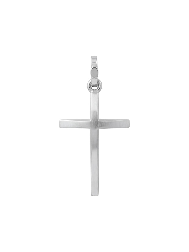 Dije Cruz Lisa Curveada Oro Blanco 14k