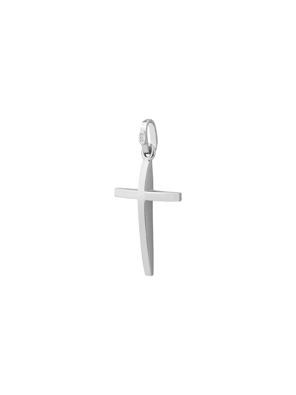 Dije Cruz Lisa Curveada Oro Blanco 14k