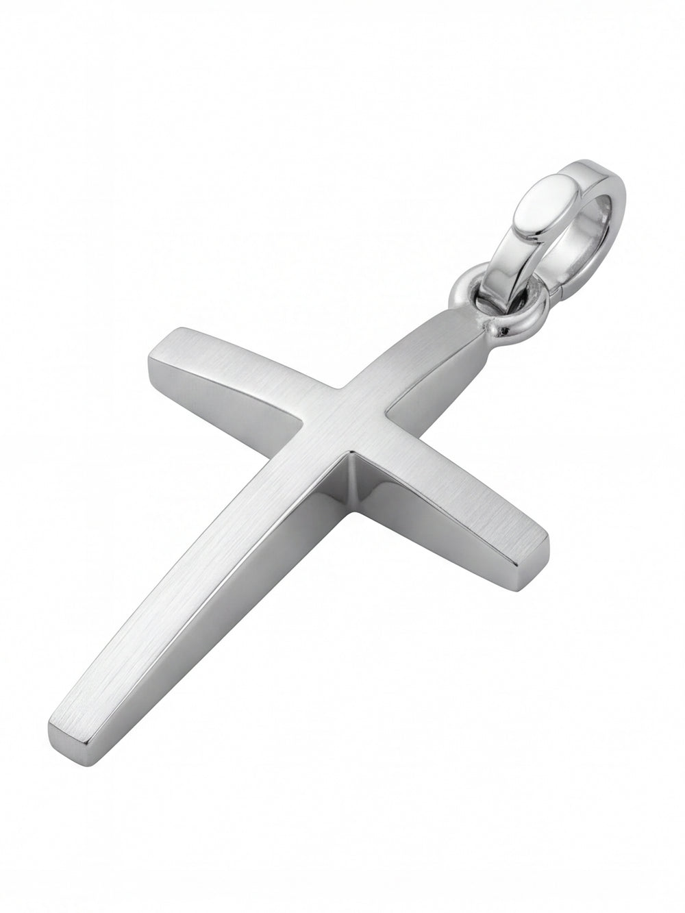 Dije Cruz Lisa Curveada Oro Blanco 14k