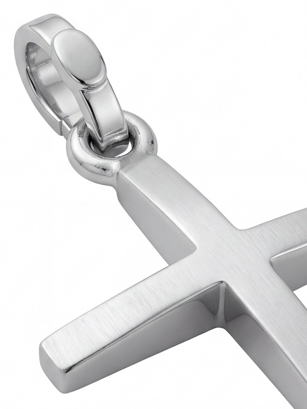 Dije Cruz Lisa Curveada Oro Blanco 14k