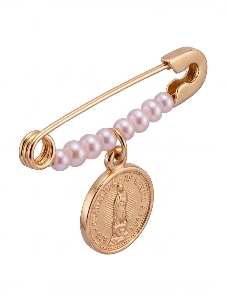Segurito Con Perlas y Virgen Oro 14k