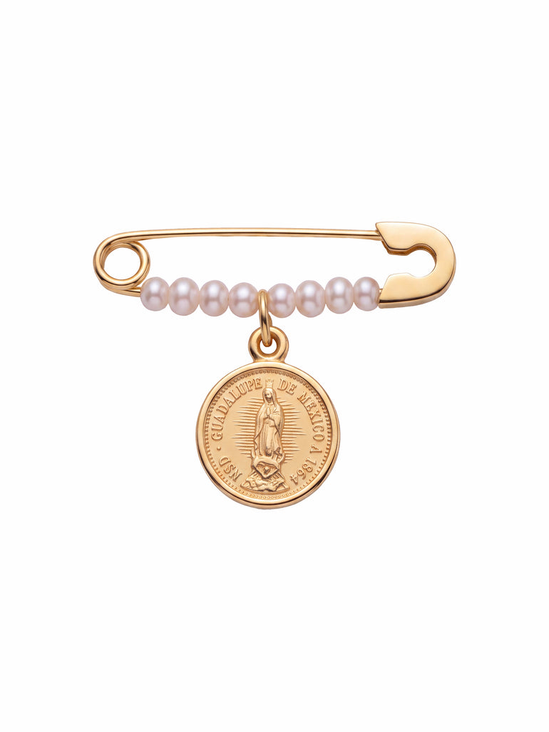Segurito Con Perlas y Virgen Oro 14k