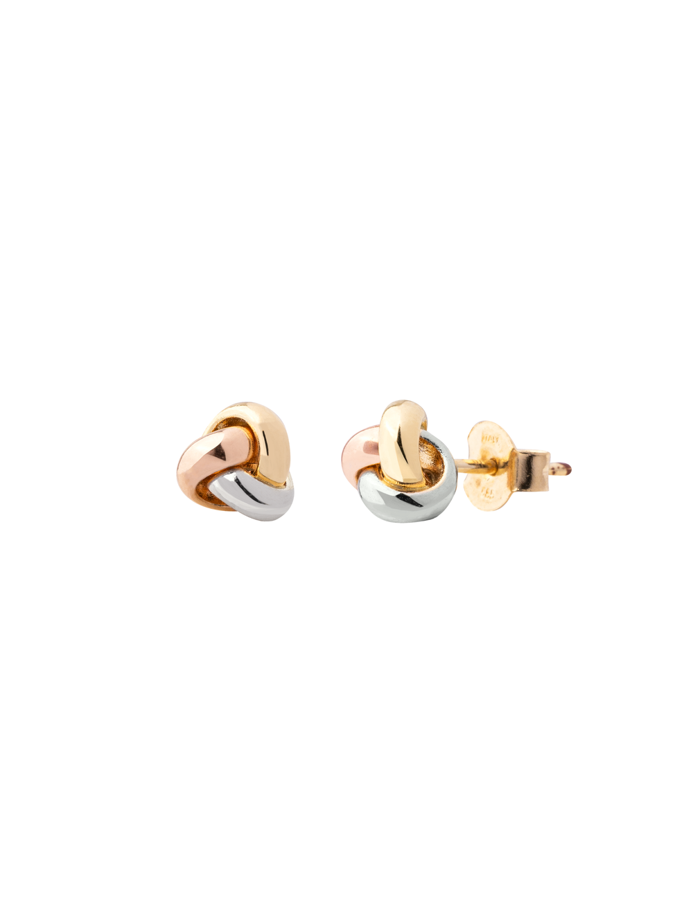 Par Arete Nudo Combinado Oro 14k