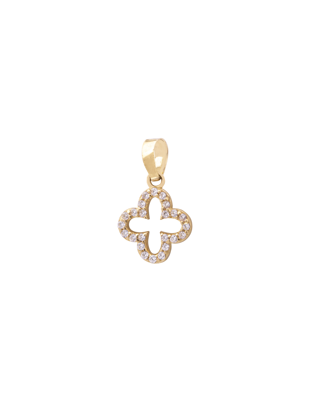 Dije Contorno Trebol Con Zirconias Oro 10k