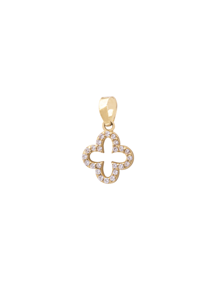 Dije Contorno Trebol Con Zirconias Oro 10k