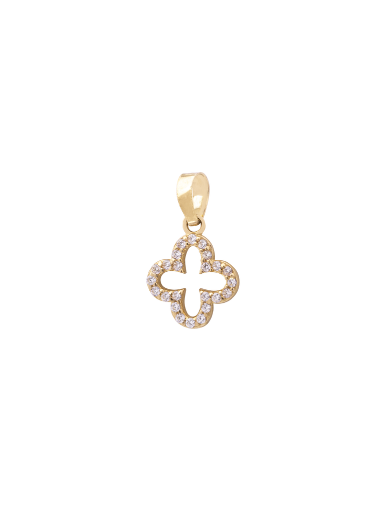 Dije Contorno Trebol Con Zirconias Oro 10k