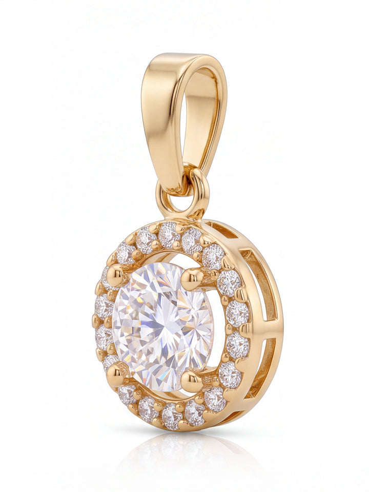Dije Circular Zirconia Blanca Oro 10k