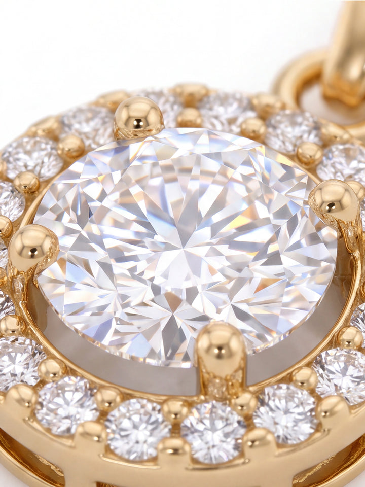 Dije Circular Zirconia Blanca Oro 10k