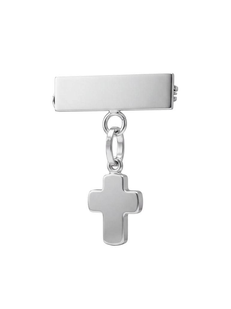 Placa Con Dije Cruz Plana Lisa Oro 14k