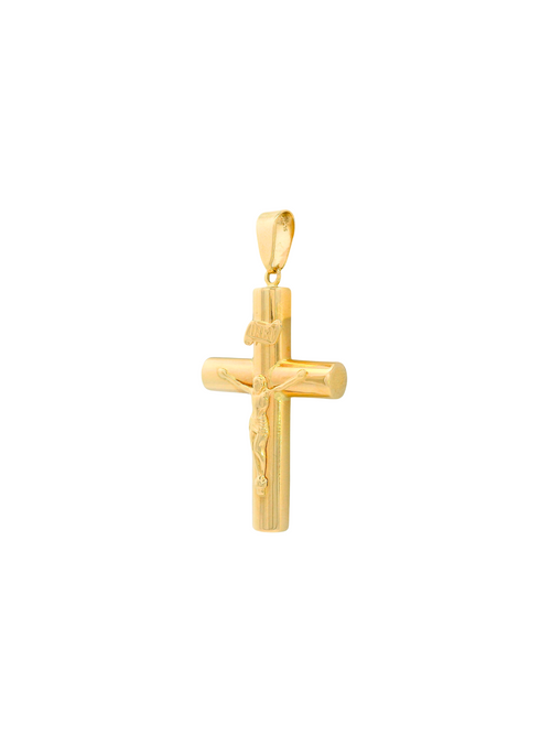 Dije Cruz Tubo Con Cristo Oro 14k