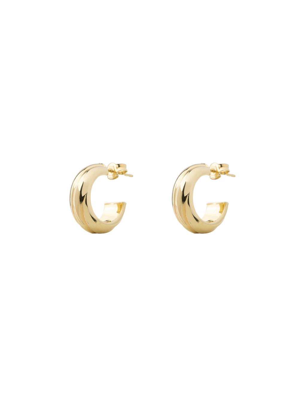 Par Semi Arracada Con Lineas Oro 14k