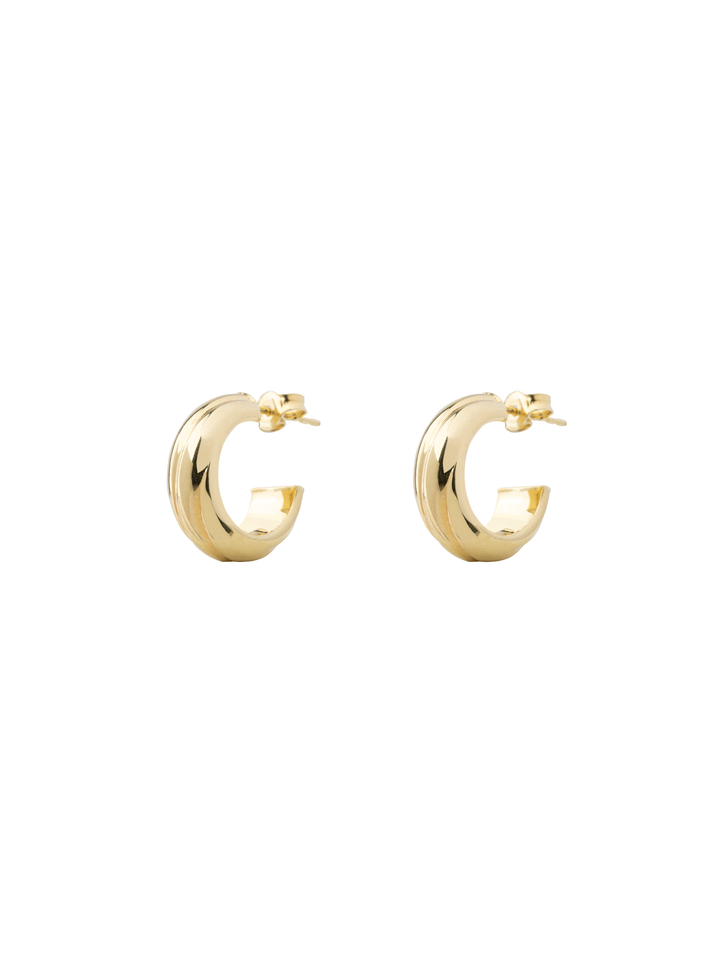 Par Semi Arracada Con Lineas Oro 14k