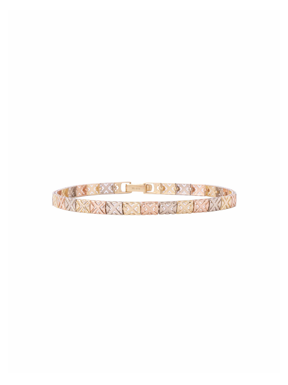 Pulsera Cuadritos Combinada Oro 14k