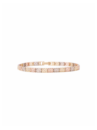 Pulsera Cuadritos Combinada Oro 14k