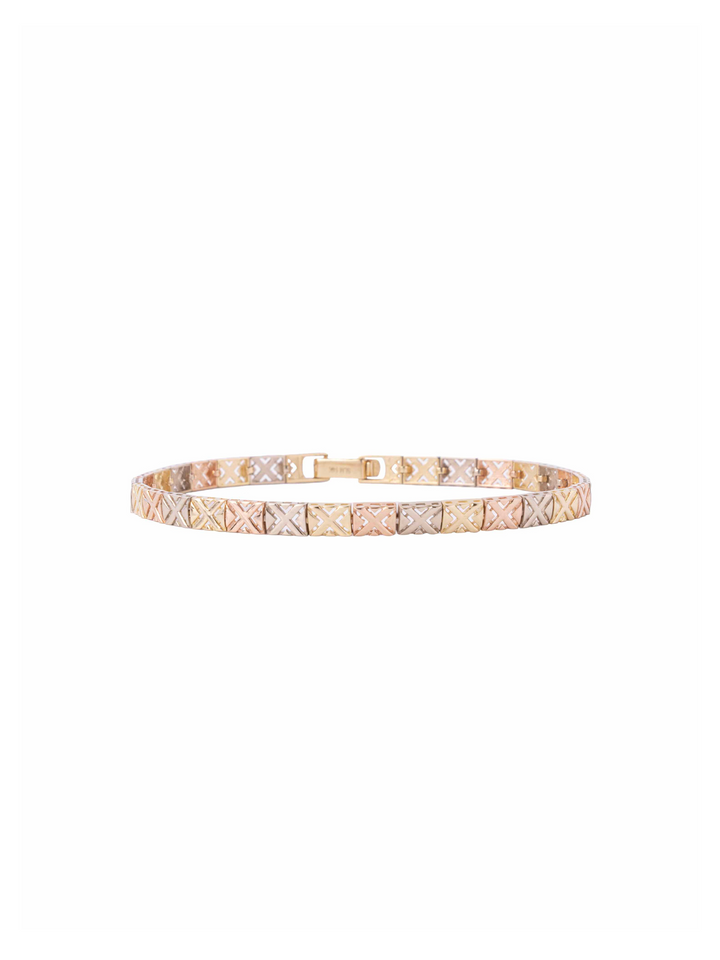 Pulsera Cuadritos Combinada Oro 14k