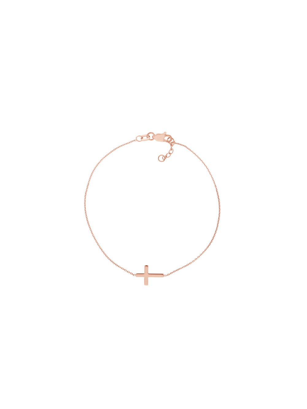 Pulsera Delgada Con Cruz Oro 14k
