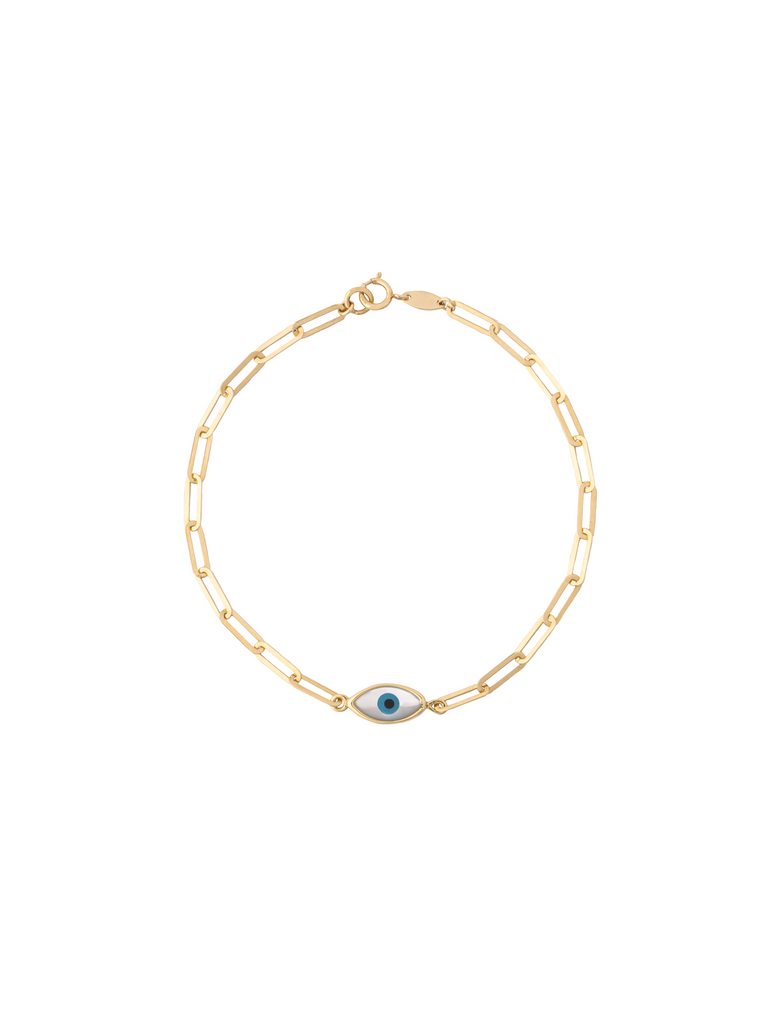 Pulsera Eslabones Tipo Clip Con Ojo Oro 14k