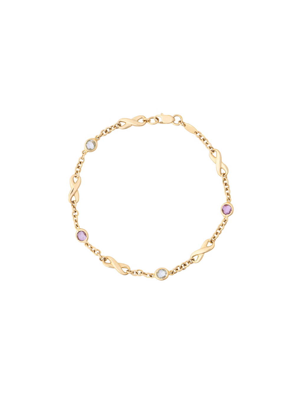 Pulsera Piedras Colores Con Infinitos Oro 14k